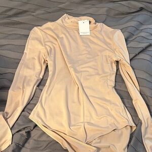 Mango Women's Beige Long Sleeve Bodysuit
